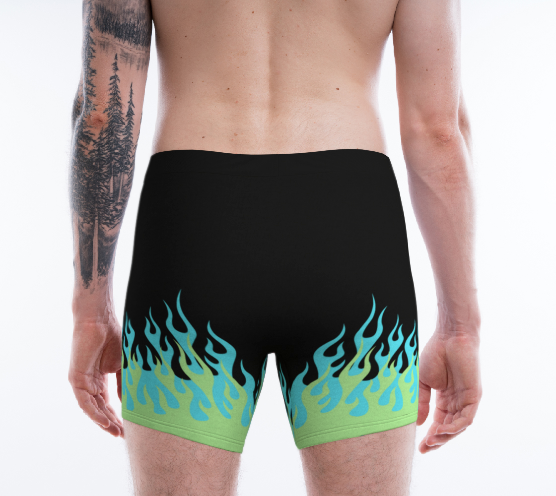 Blue Green Hot Rod Flames Boxer Briefs