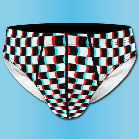 3D Wavy Checkerboard Men's Brief Underwear