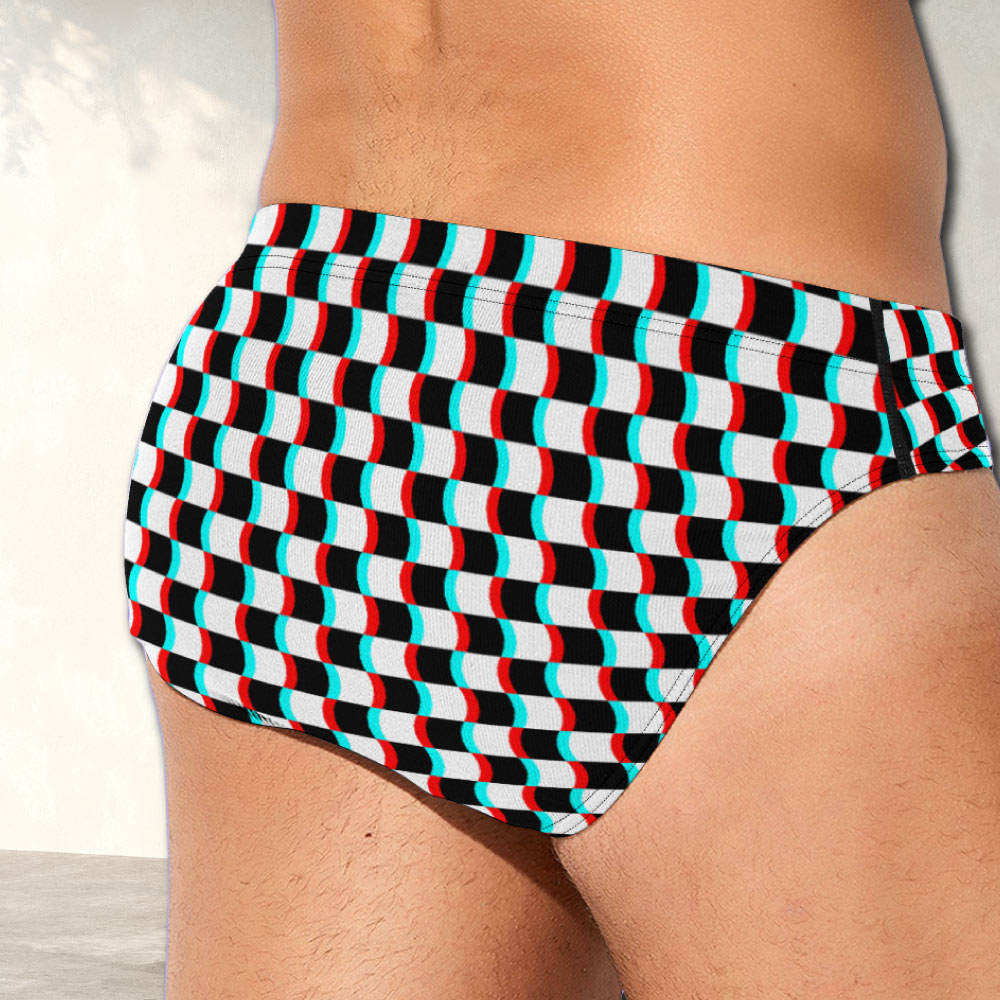 3D Wavy Checkerboard Men's Brief Underwear
