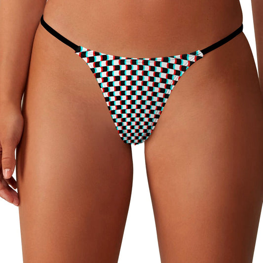 Women's 3D Wavy Checkerboard Print Thong - Alex Mac Design