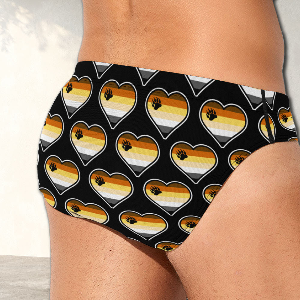 Bear Brotherhood Pride Flag Heart Shape Pattern Gay Mens Brief Underwear - Alex Mac Design
