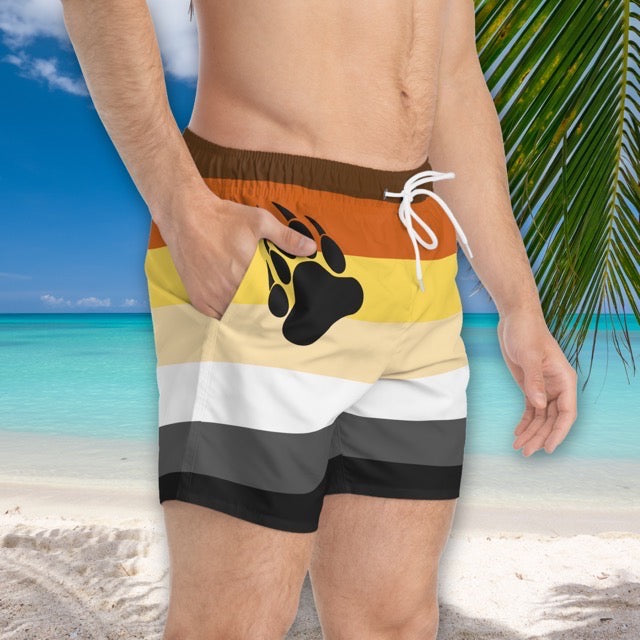 Bear Pride Flag Swim Trunks - Alex Mac Design