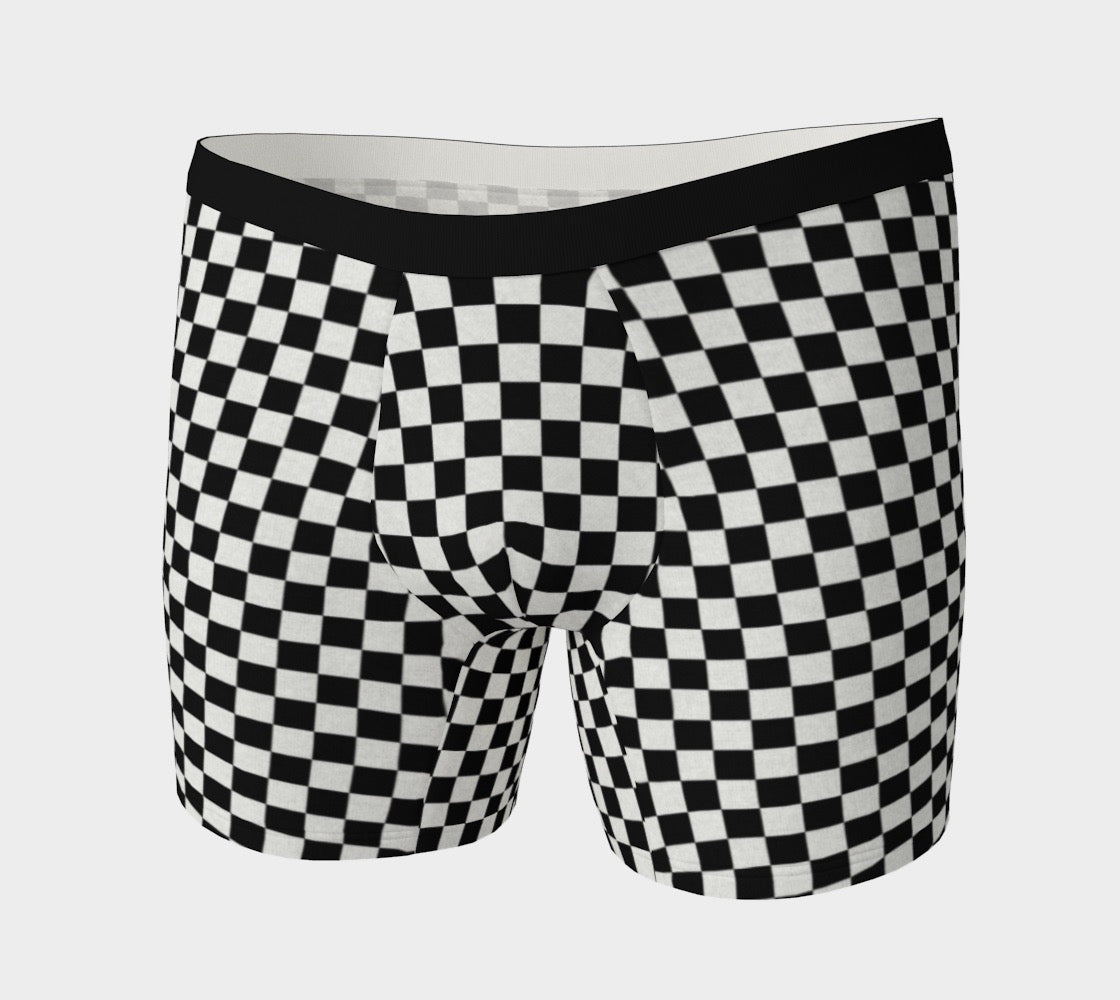 Checkerboard Print Men's Boxer Briefs - Alex Mac Design
