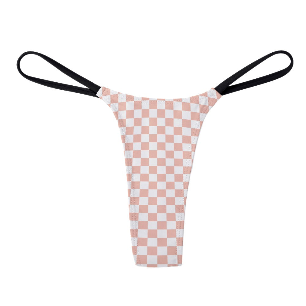 Coral Checkerboard Print Thong - Alex Mac Design