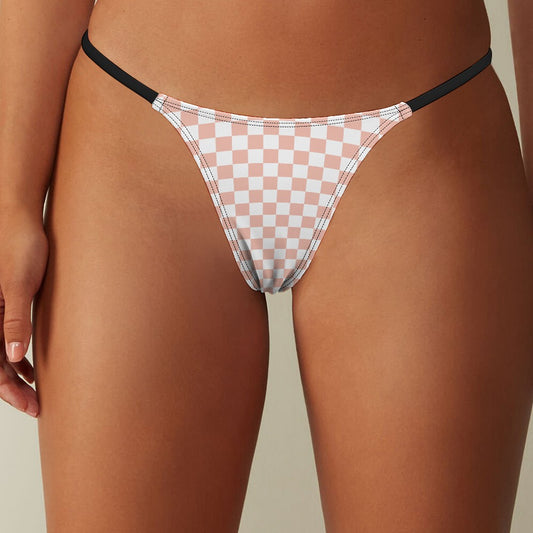 Coral Checkerboard Print Thong - Alex Mac Design