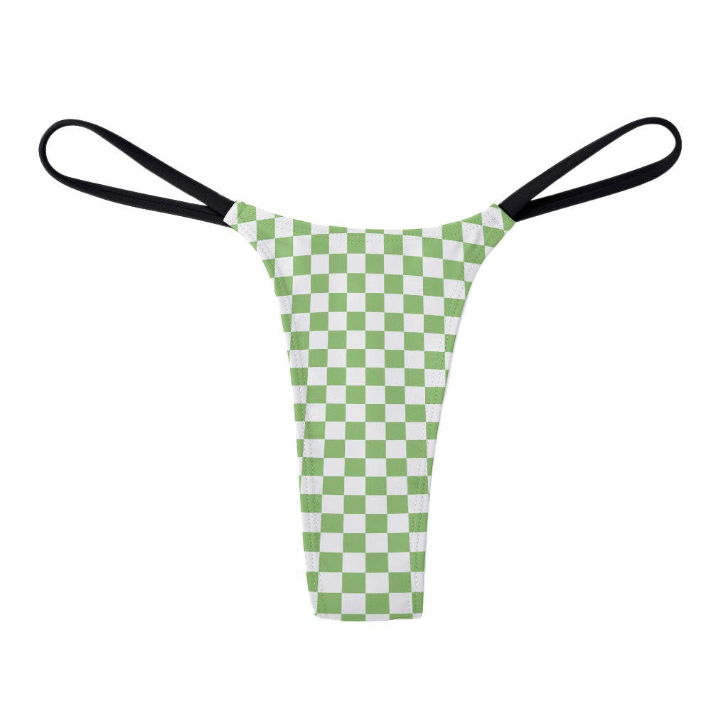 Pastel Green Checkerboard Print Thong - Alex Mac Design