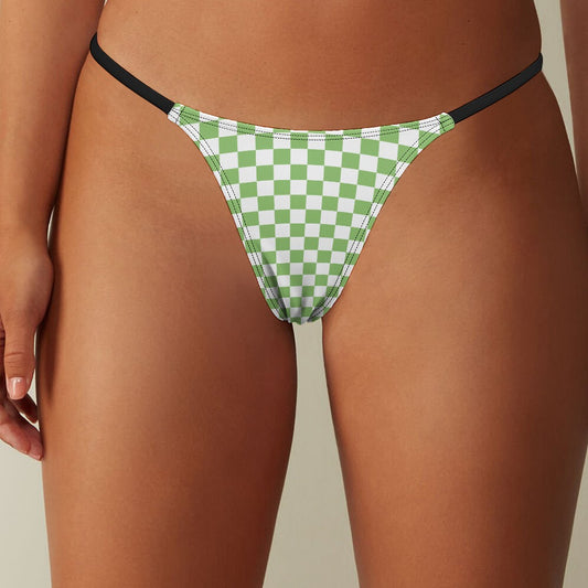 Pastel Green Checkerboard Print Thong - Alex Mac Design