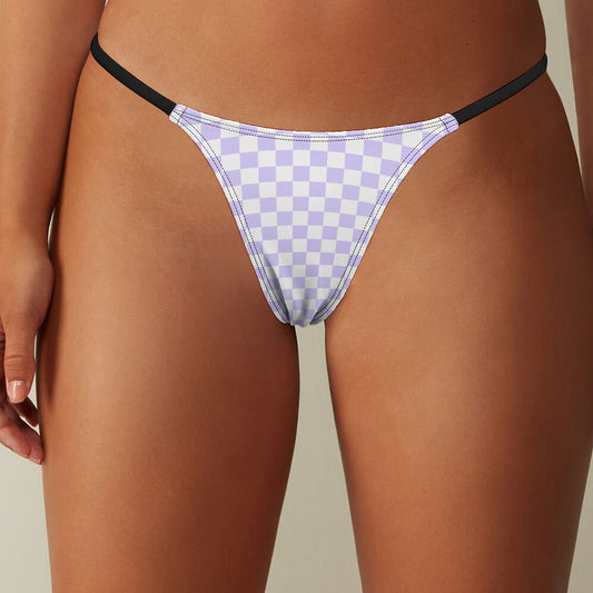 Pastel Purple Checkerboard Print Thong - Alex Mac Design