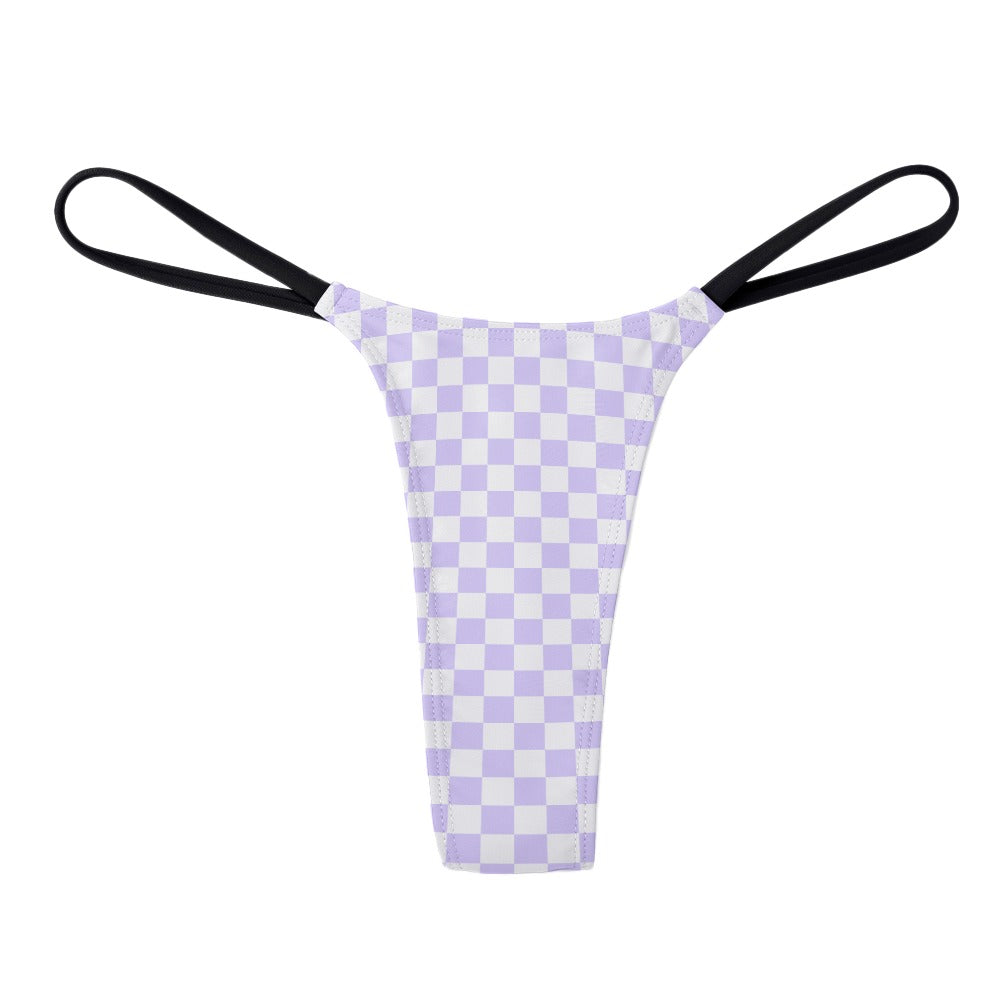 Pastel Purple Checkerboard Print Thong - Alex Mac Design