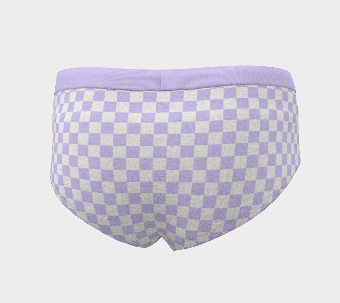Pastel Purple Checkerboard Print Women's Cheeky Briefs