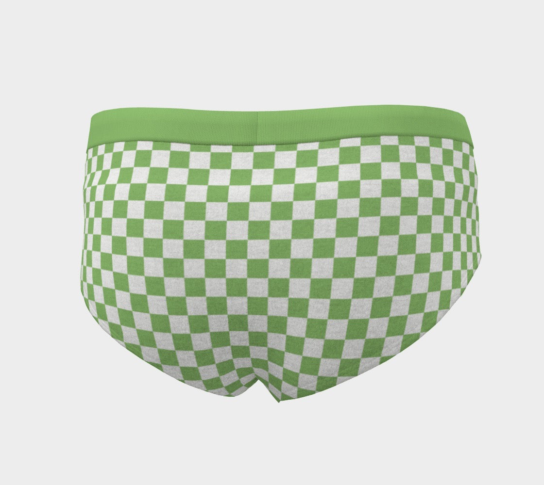 Pistachio Green Checkerboard Print Women's Cheeky Briefs
