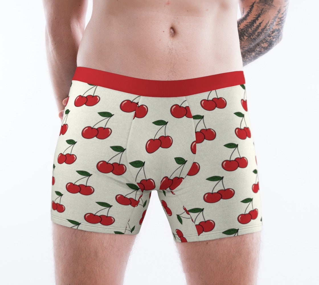 Cherry Print Men's Boxer Briefs