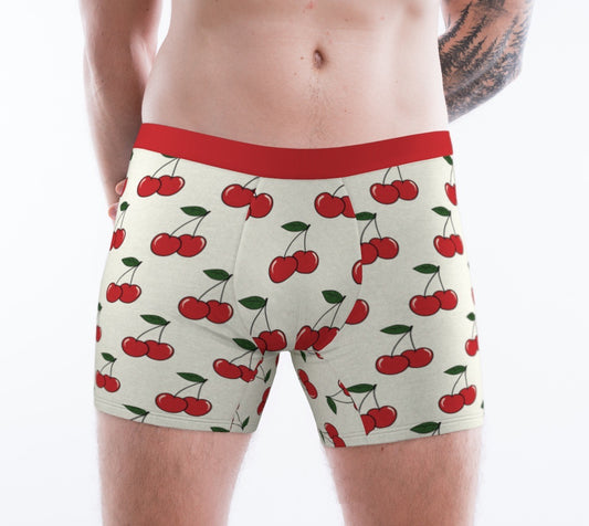Cherry Print Men's Boxer Briefs