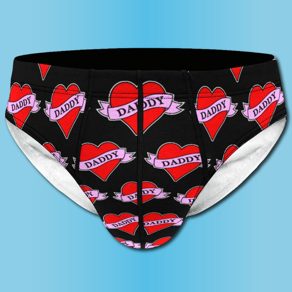 Daddy Heart Tattoo Mens Briefs Underwear by Alex Mac Design