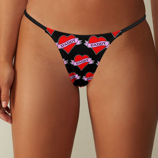 Daddy Heart Tattoo Women's Heart Shape Daddy Tattoo Thong - Alex Mac Design