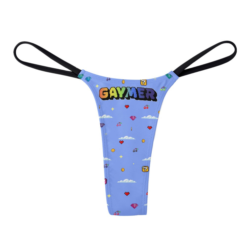 Gaymer Pride Retro Video Game Pixel Art Pattern Women's Thong - Alex Mac Design