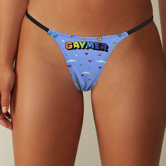 Gaymer Pride Retro Video Game Pixel Art Pattern Women's Thong - Alex Mac Design