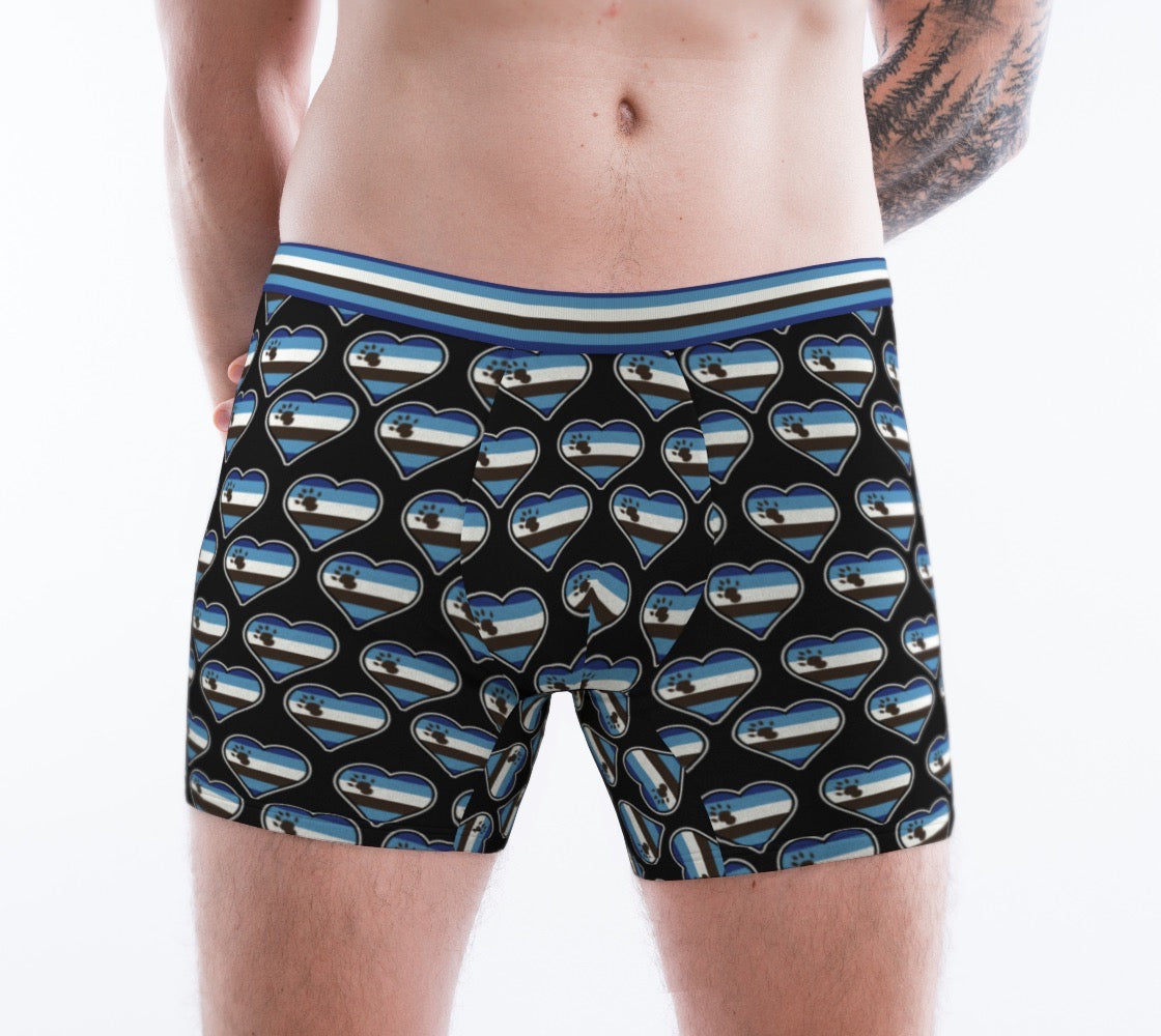 Otter Pride Flag Heart Shape Pattern Men's Boxer Briefs