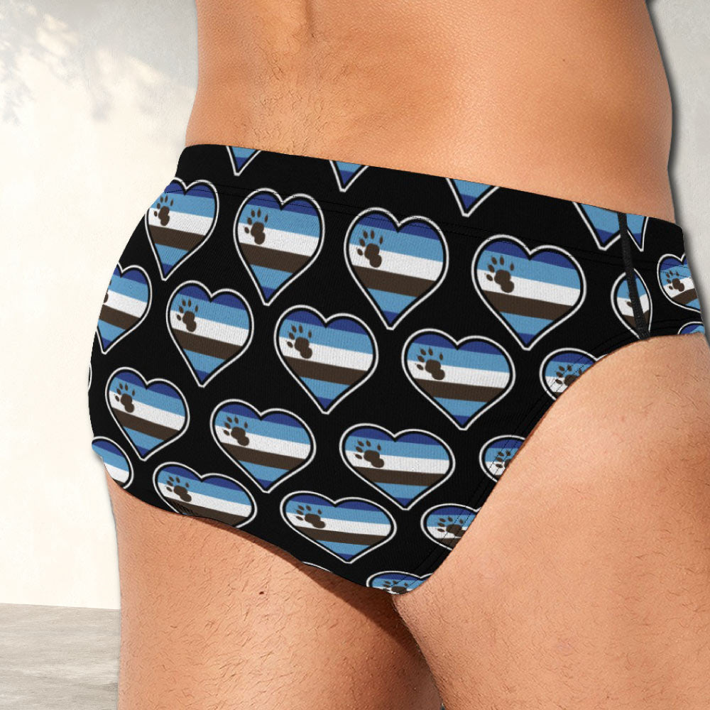 Otter Pride Flag Heart Shape Pattern Mens Brief Underwear - Alex Mac Design