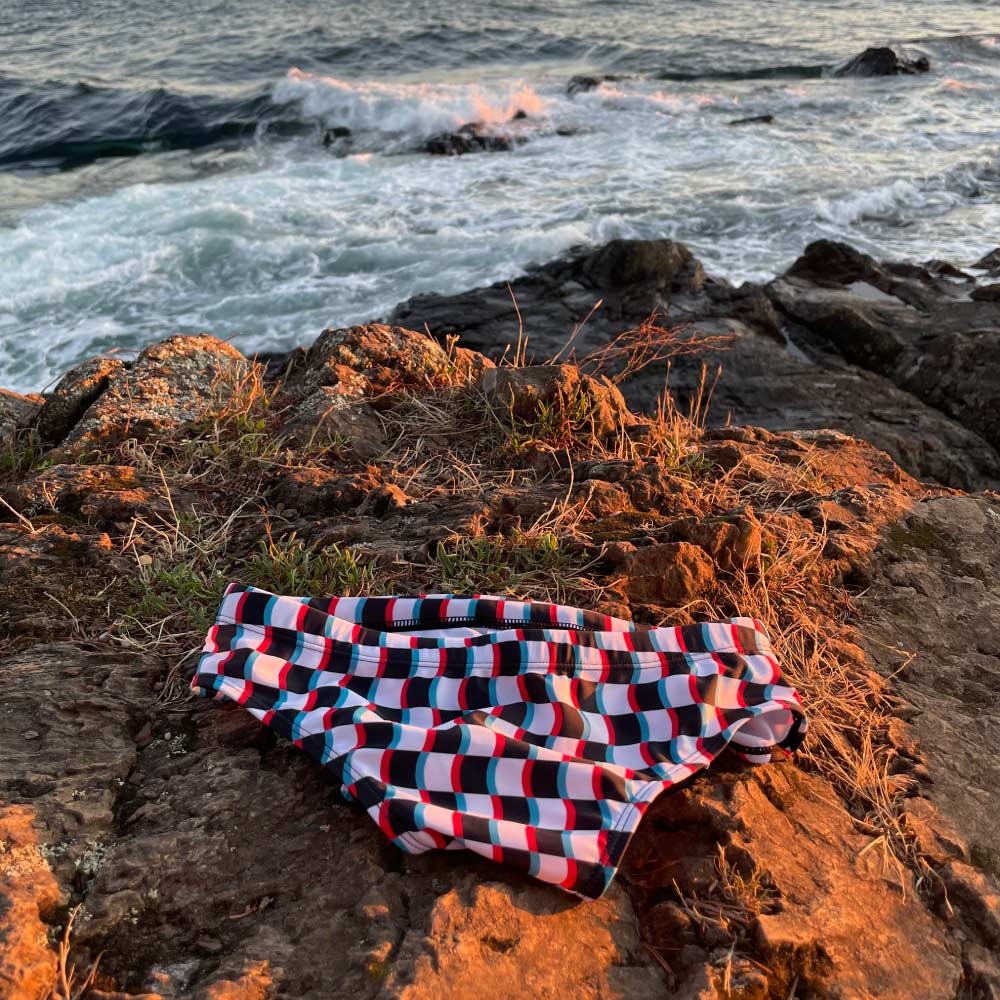 3D Wavy Checkerboard Mens Swim Briefs