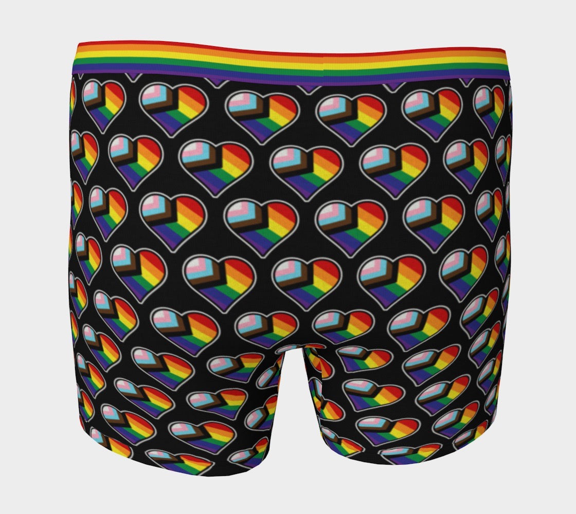 Progress Pride Flag Heart Shape Pattern Men's Boxer Briefs