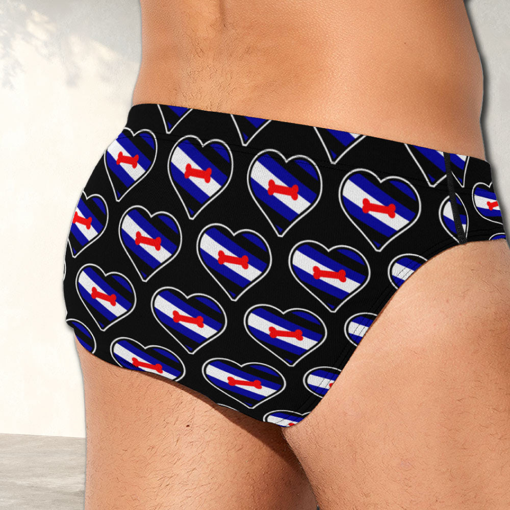 Pup Play Pride Flag Heart Shape Pattern Mens Brief Underwear - Alex Mac Design