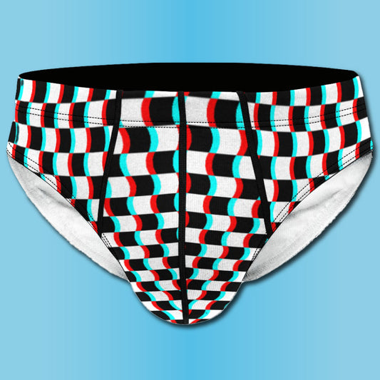 3D Wavy Checkerboard Mens Brief Underwear