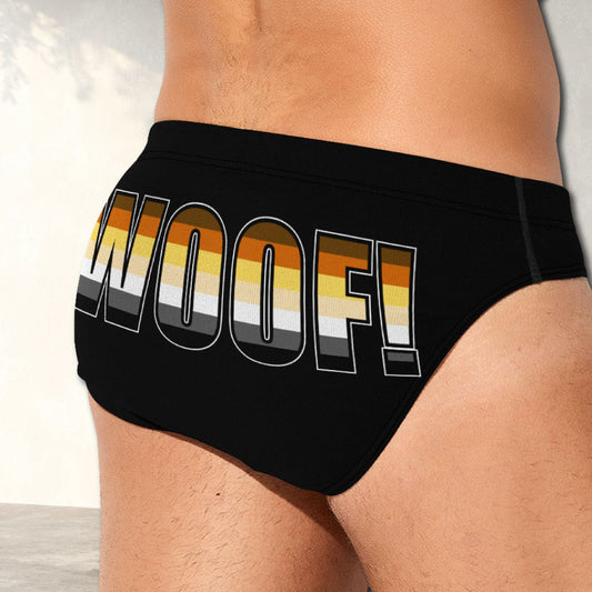 Bear Brotherhood Pride Flag "Woof" Font Gay Mens Brief Underwear