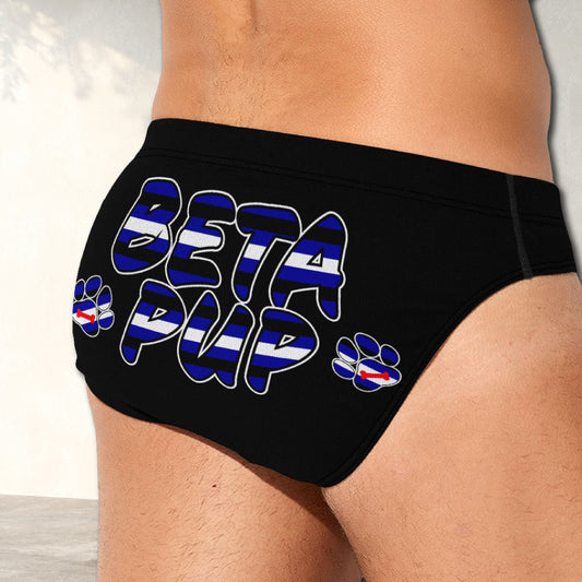 Beta Pup Play Pride Flag with Puppy Paw Print Details Gay Mens Brief Underwear - Alex Mac Design