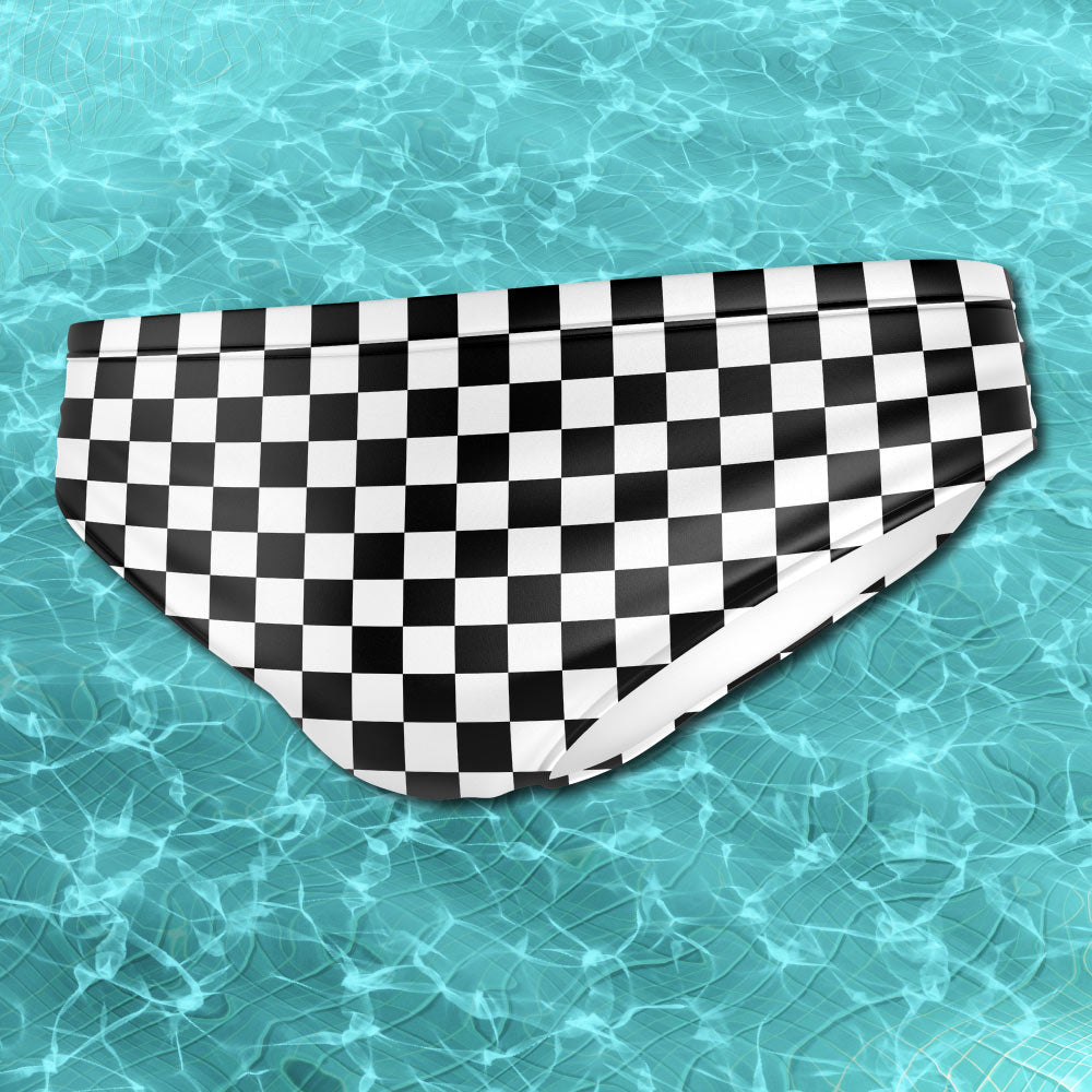 Black and White Checkerboard Print Men's Speedo - Alex Mac Design