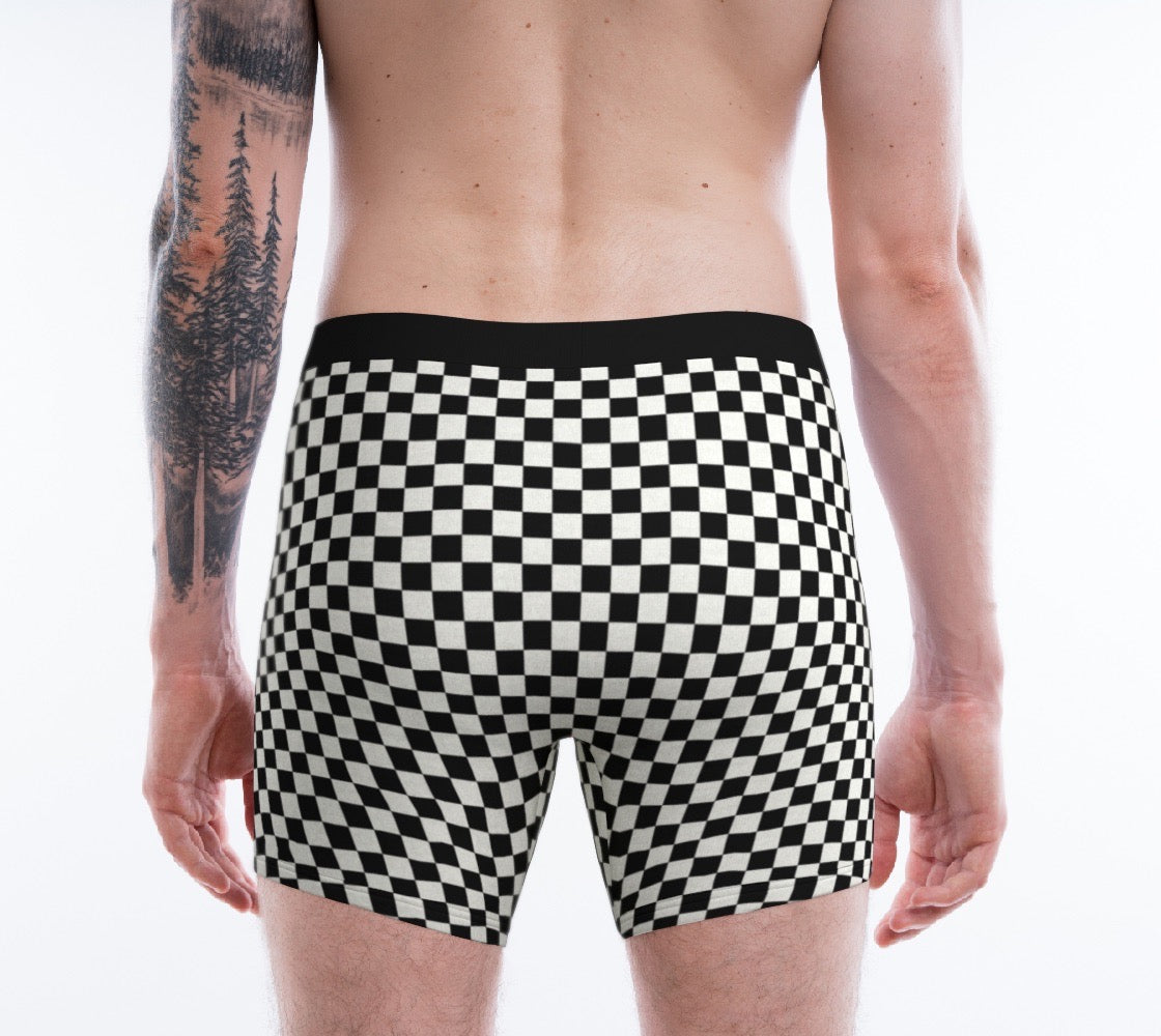 Checkerboard Print Men's Boxer Briefs - Alex Mac Design