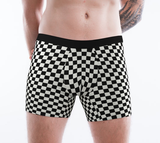 Checkerboard Print Men's Boxer Briefs - Alex Mac Design