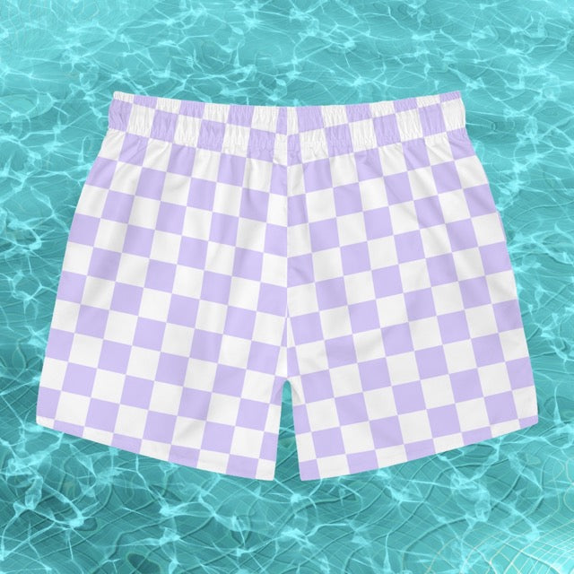 Checkerboard Swim Trunks in Lavender - Alex Mac Design