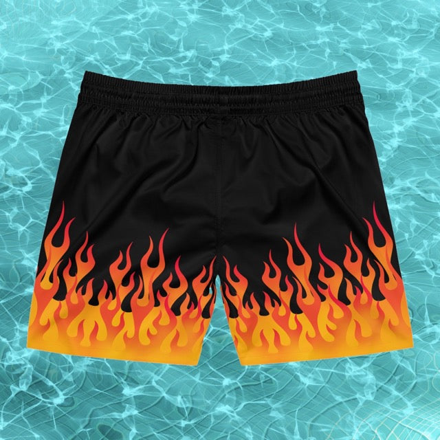 Hot Rod Flames / Fire Print Swim Trunks - Alex Mac Design