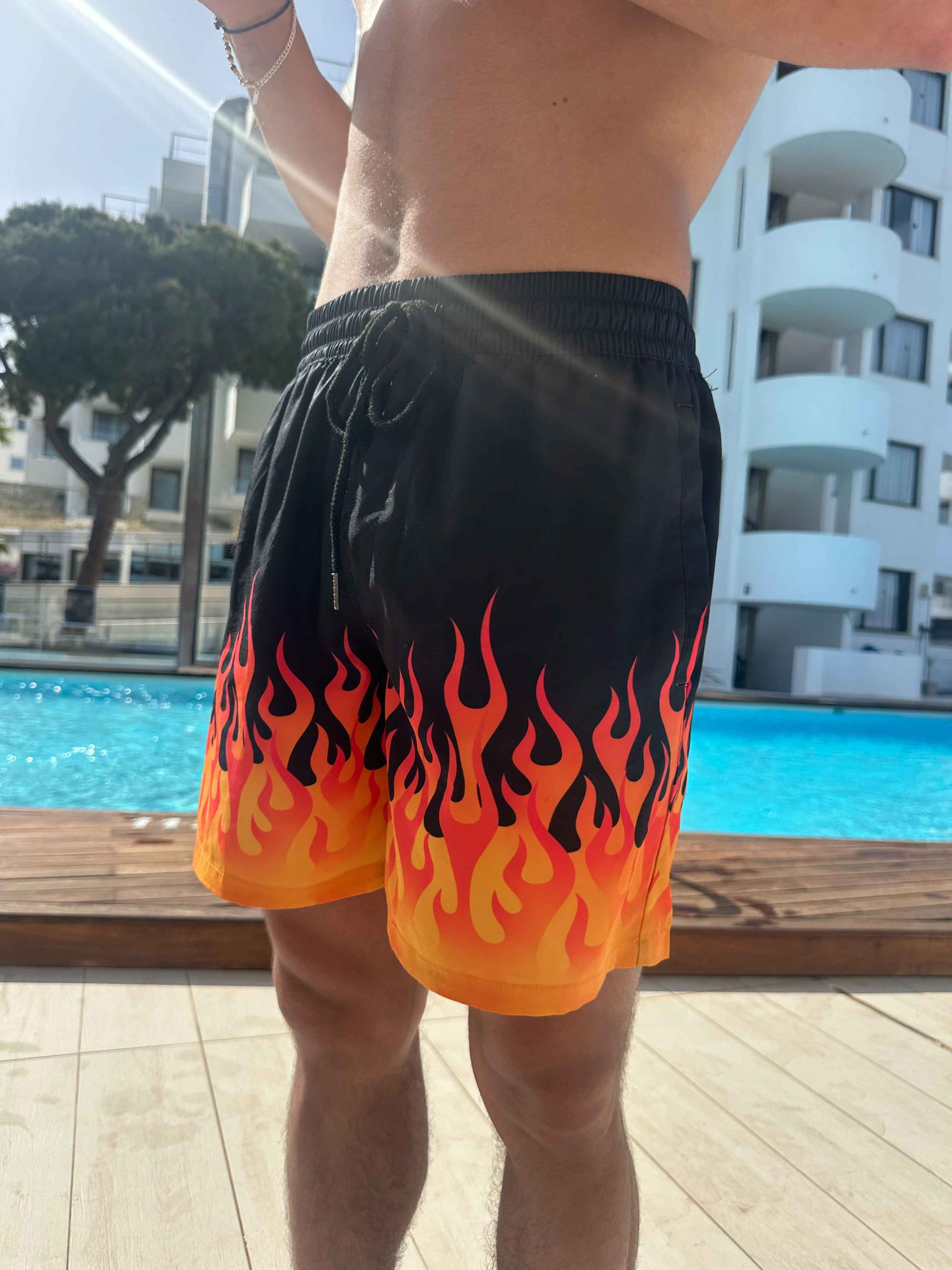 Hot Rod Flames / Fire Print Swim Trunks - Alex Mac Design
