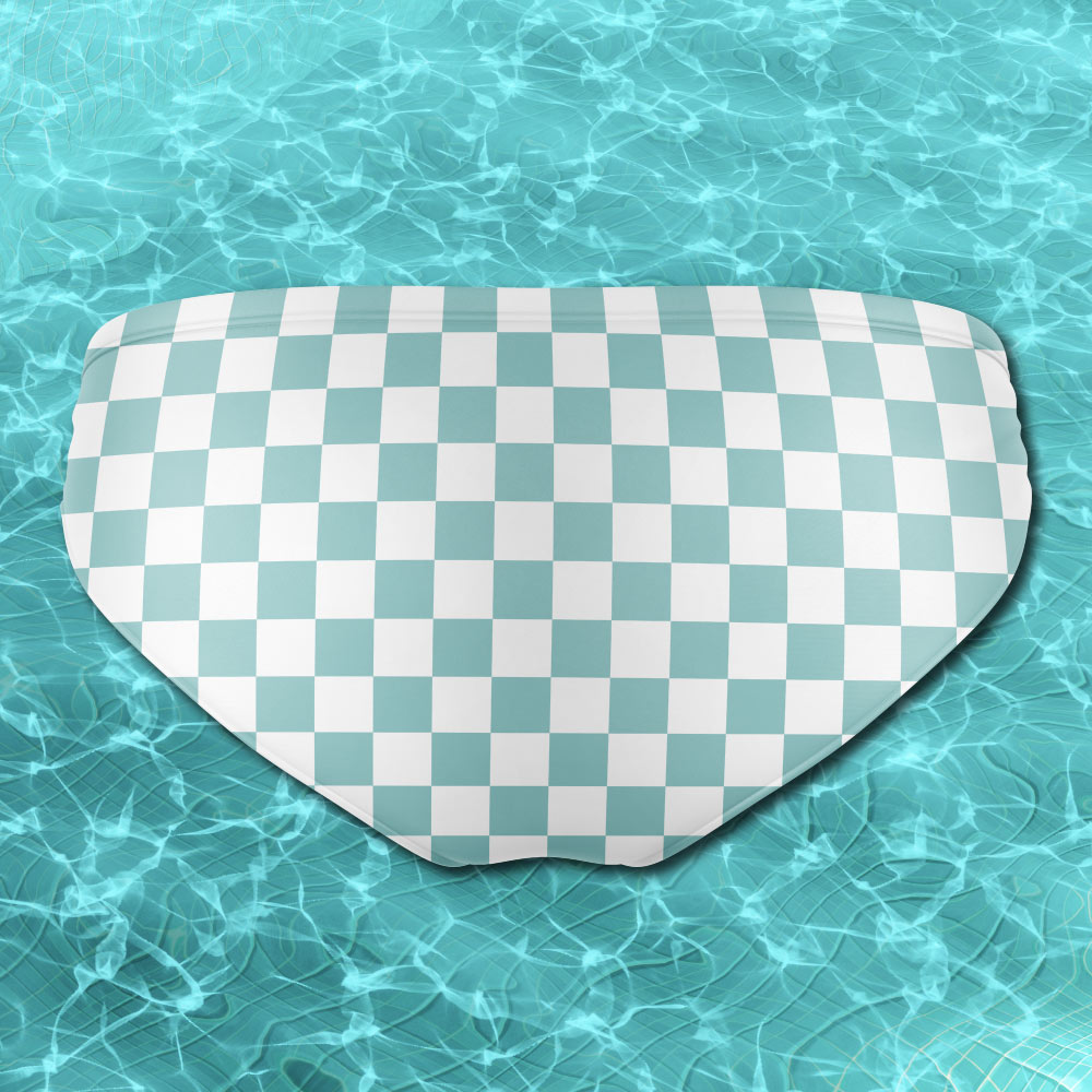 Pastel Teal Checkerboard Men's Speedo - Alex Mac Design