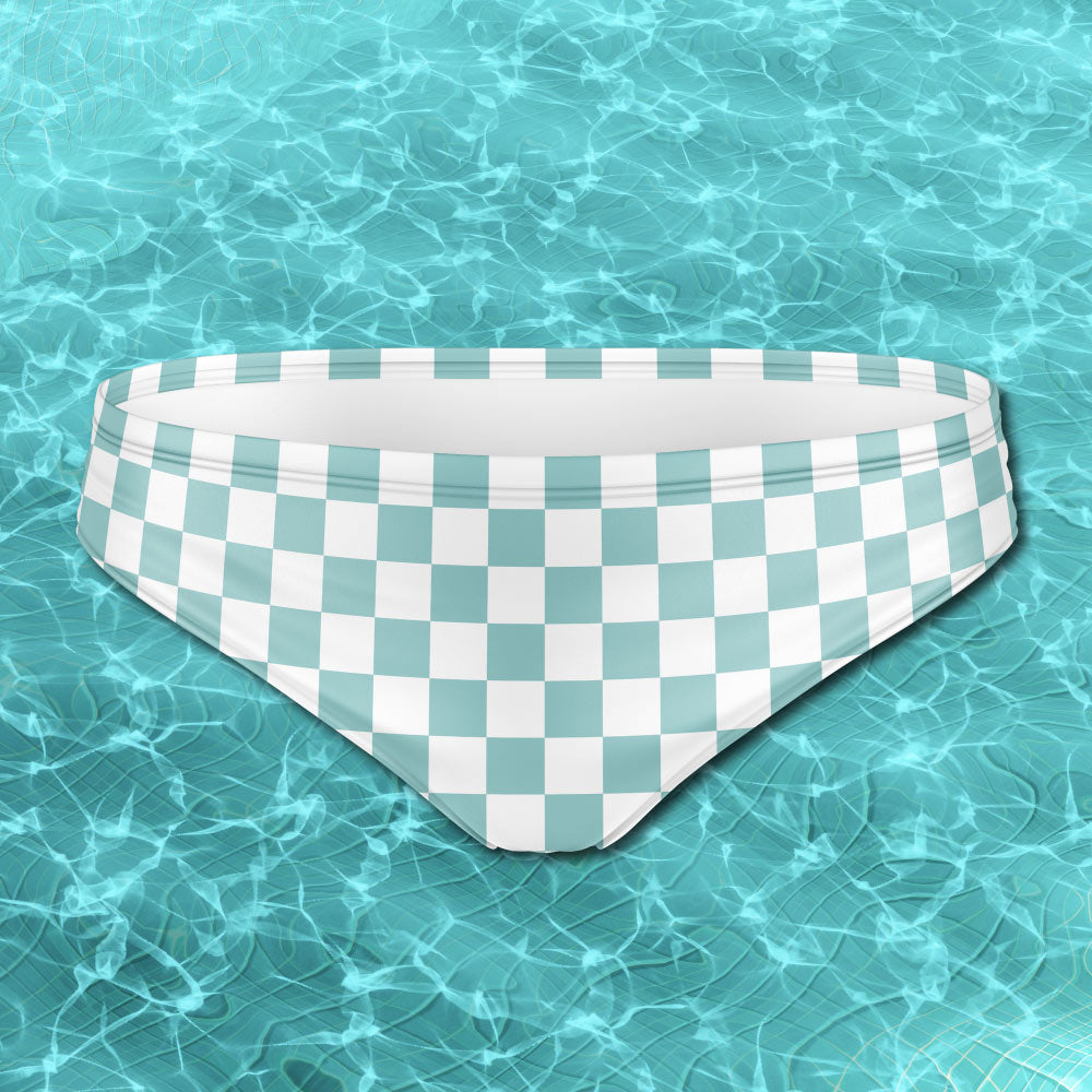 Pastel Teal Checkerboard Men's Speedo - Alex Mac Design