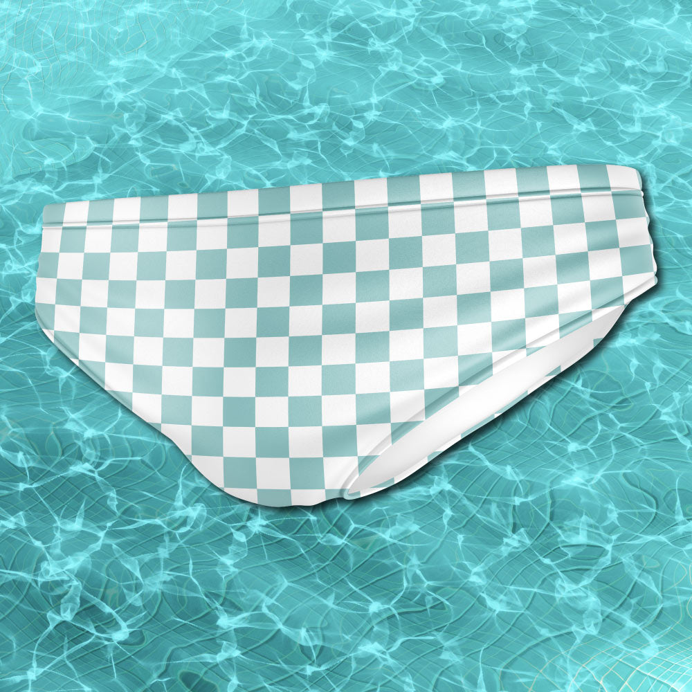 Pastel Teal Checkerboard Men's Speedo - Alex Mac Design